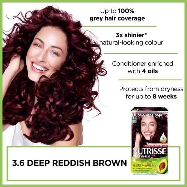 Garnier Nutrisse Permanent Hair Dye Deep Reddish Brown 3.6