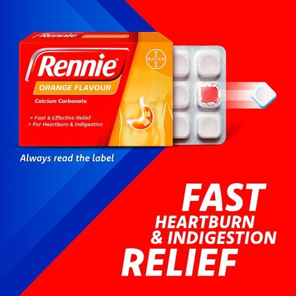 Rennie Orange Heartburn & Indigestion Relief 72 Tablets