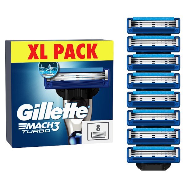 Gillette Mach3 Turbo Men’s Razor Blade Refills, 8 Count