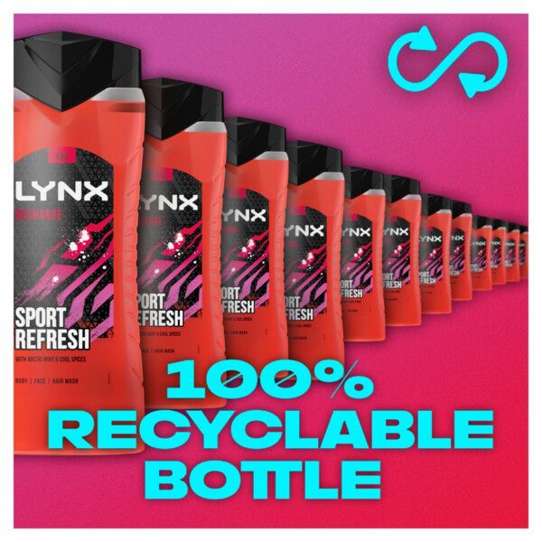 Lynx Bodywash Shower Gel Fresh Recharge 500ml