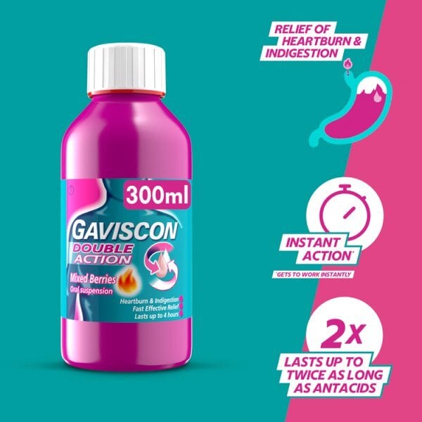 DNR Gaviscon Double Action Mixed Berries Flavour 300Ml