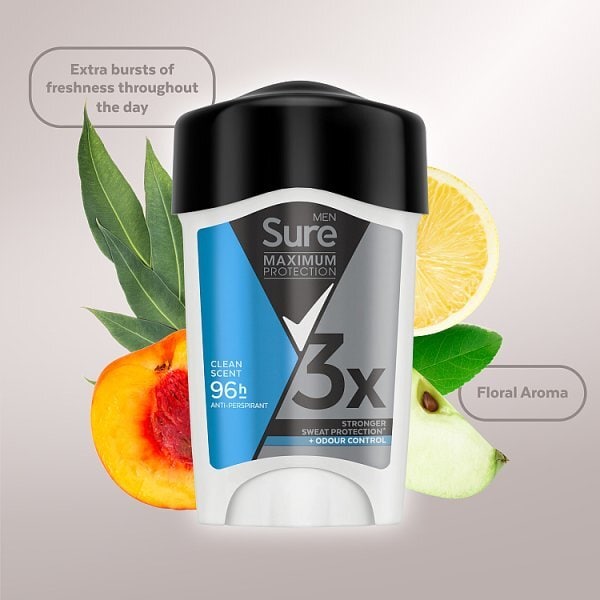 Sure Men Maximum Protection Clean Scent Anti-Perspirant Cream 45 ml
