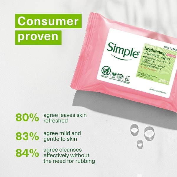Simple Protect N Glow Biodegradable Wipes Instant Glow X20