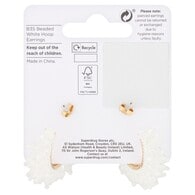 Superdrug Beaded White Hoop Earrings