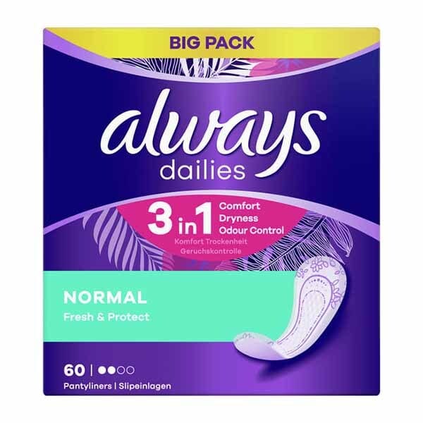 Always Dailies Fresh & Protect Panty Liners Normal x60