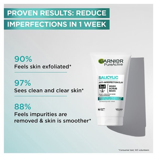 Garnier Pure Active 3in1 Clay Mask Scrub Wash Oily Skin 150ml