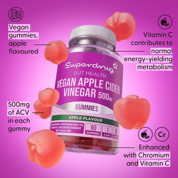 Superdrug Apple Cider Vinegar Gummies 500mg 60s
