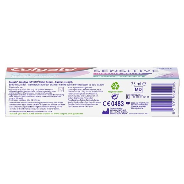 Colgate Sensitive Relief  Enamel Strength Toothpaste 75ml