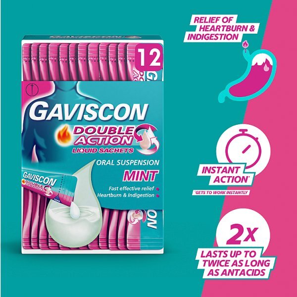 Gaviscon Heartburn Double Action Liquid Sachets x12
