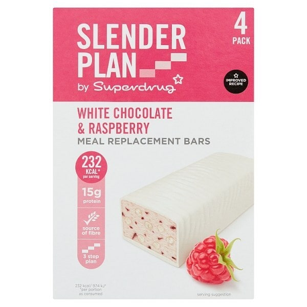 Superdrug Slenderplan White Choc Rasp Meal Replacement Bar 4