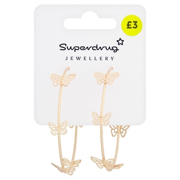 Superdrug Gold Tone Butterfly Large Hoop Earrings