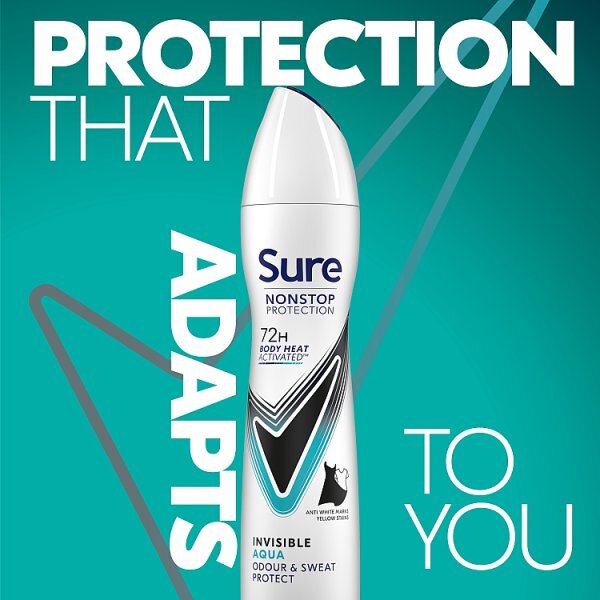 Sure Antiperspirant Deo Aerosol Nonstop Invisible Aqua 250ml