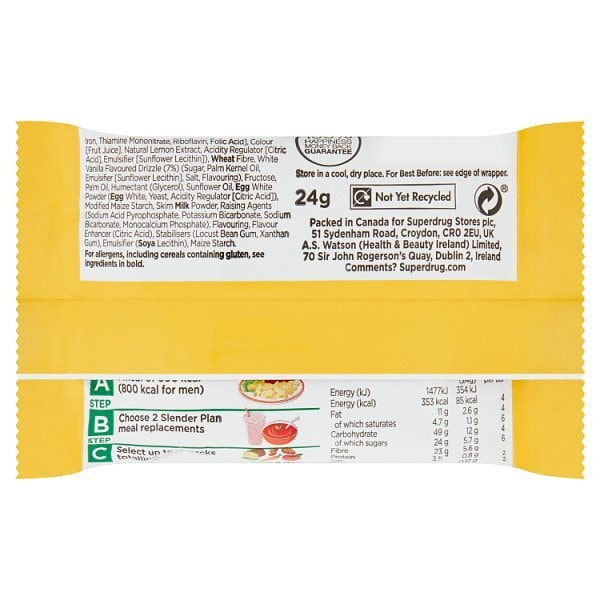 Superdrug Slenderplan Lemon Fibre Brownie Snack Bar 24g
