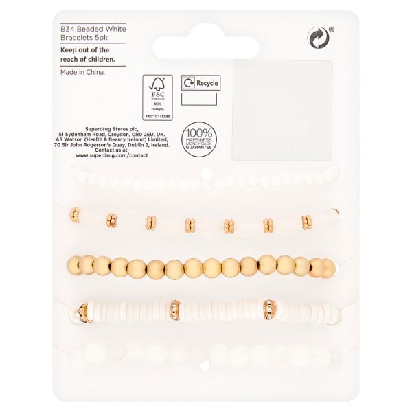 Superdrug Beaded White Bracelets 5pk