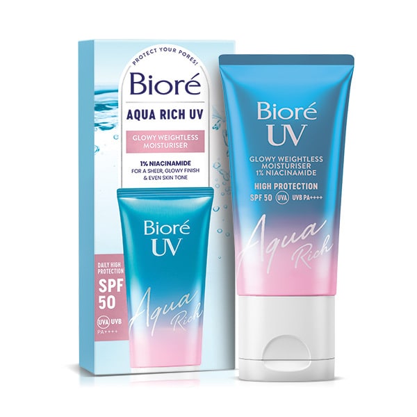 Biore Aqua Rich UV Glowy Weightless Moisturiser SPF50 50ml