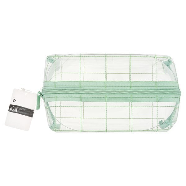 Superdrug Sage Green PVC Cube Cosmetic Bag