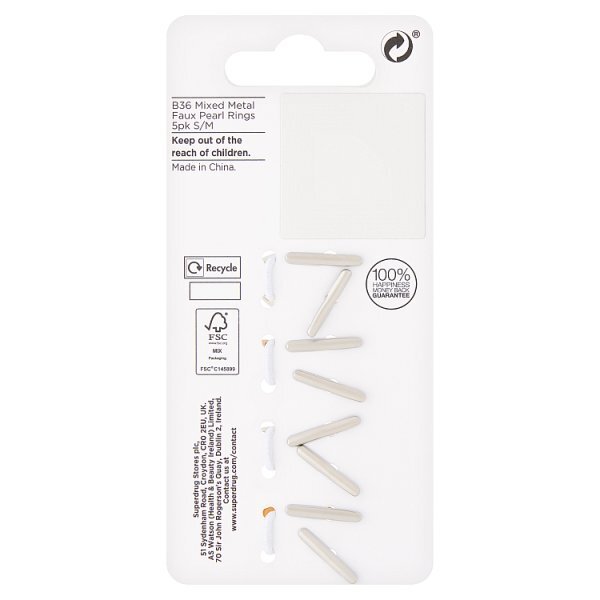 Superdrug Mixed Metals Pearlescent Ring 5Pk S/M