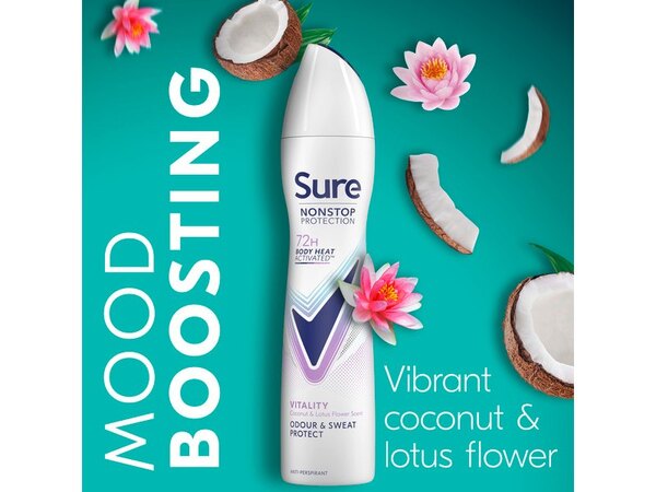 Sure Nonstop Protection Vitality Anti-Perspirant Aerosol 250 ml