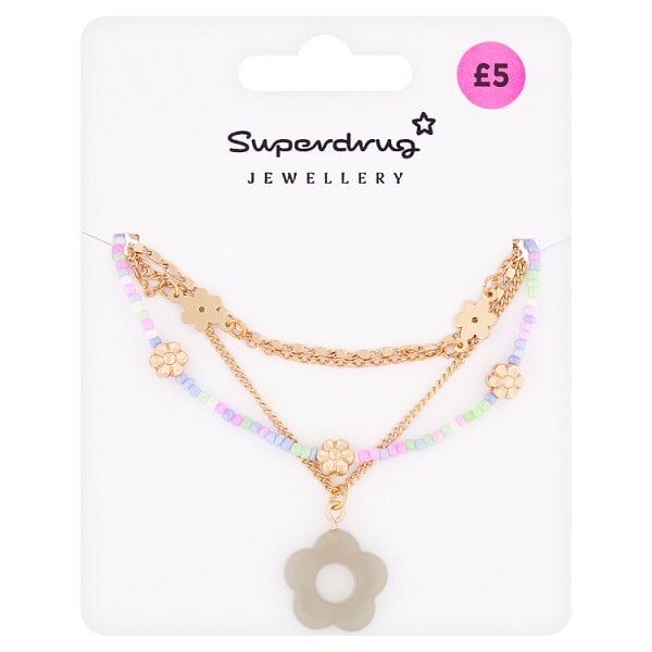 Superdrug Blue Beaded Layered Neckalce