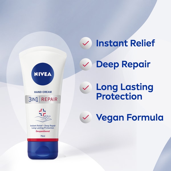 Nivea 3In1 Repair Hand Cream For Instant Relief 75Ml