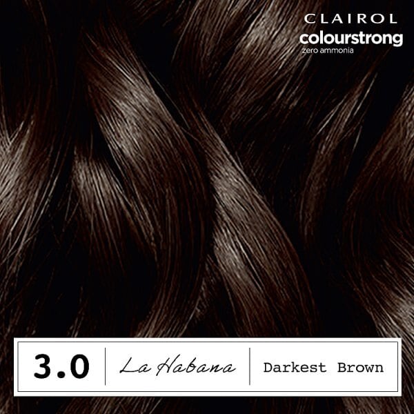 Clairol Colour Strong Permanent Hair Dye 3.0 Darkest Brown