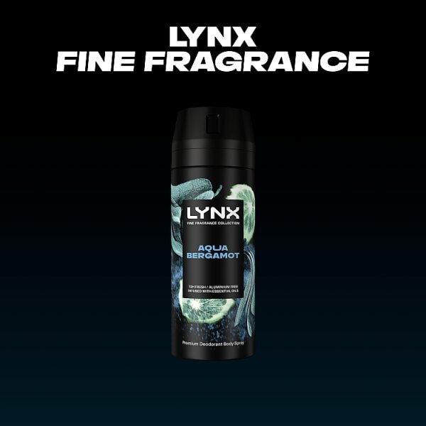 Lynx Fine Fragrance Aqua Bergamot 72hr Premium Deodorant Spray 150ml