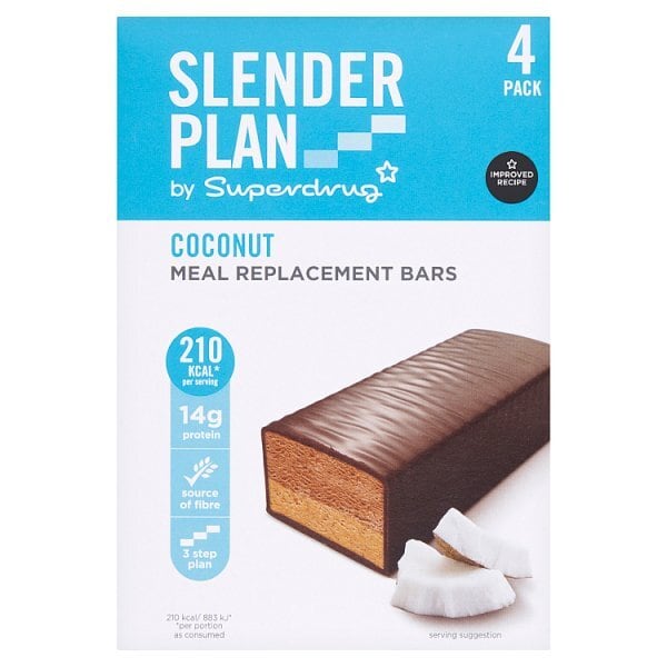 Superdrug Slenderplan Coconut Meal Replacement Bars x 4