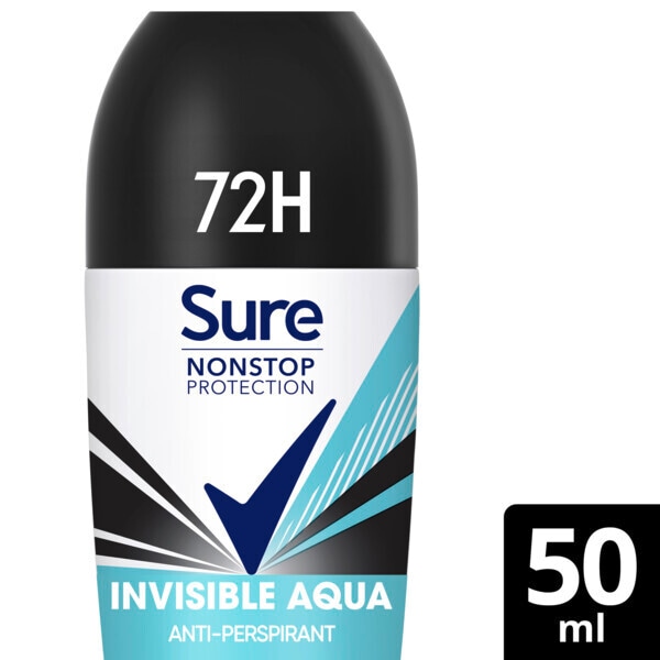 Sure Antiperspirant Deo Roll On Nonstop Invis Aqua 50ml