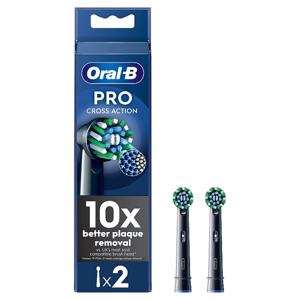 Oral-B Pro Cross Action Black Toothbrush Heads, 2 Counts