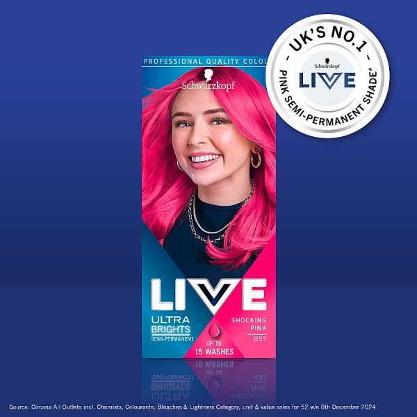 LIVE UltraBrights Semi-permanent Pink Hair Dye Shocking Pink