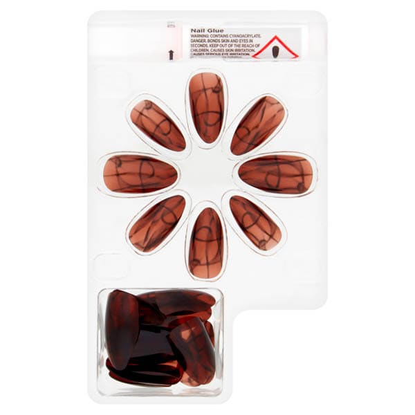 Superdrug Studio Texture Clear False Nails Brown