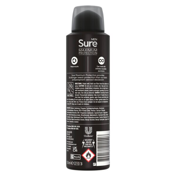 Sure Men Anti-Perspirant Deodorant Aerosol Max Pro 150ml