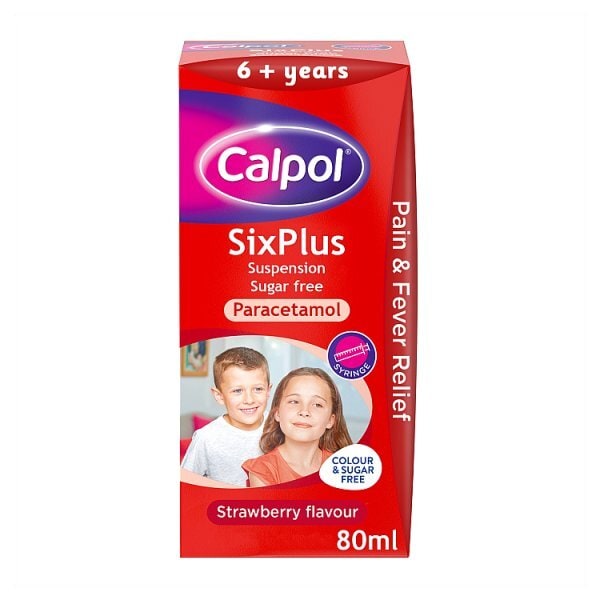 Calpol 6+ Years Suspension Strawberry Sugar Free 80ml