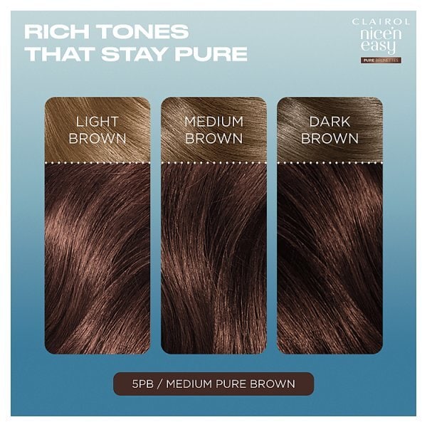 CLAIROL NICE'N EASY PURE BRUNETTES PERMANENT HAIR DYE MED PURE BROWN