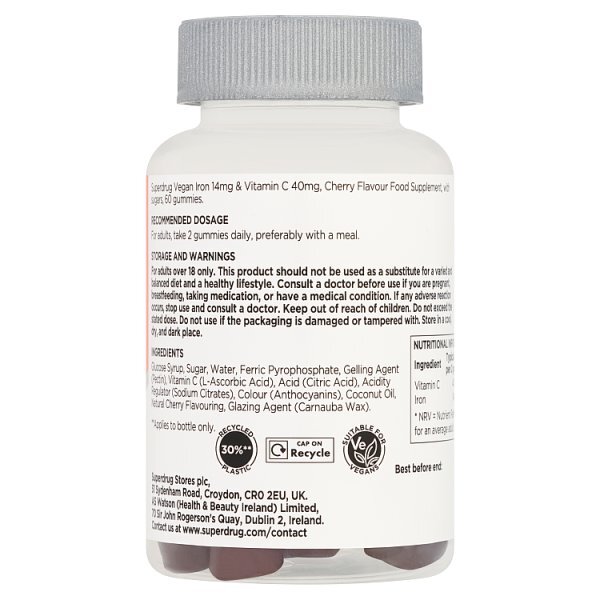 Superdrug Iron & Vit C Vegan Gummies 60s