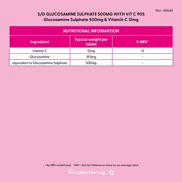 Superdrug Glucosamine 500mg With Vit C 90s
