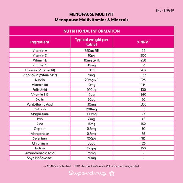 Superdrug Menopause Multivitamins 30s