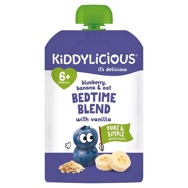Kiddylicious Blueberry Banana & Oat Bedtime Blend Pouch 100g