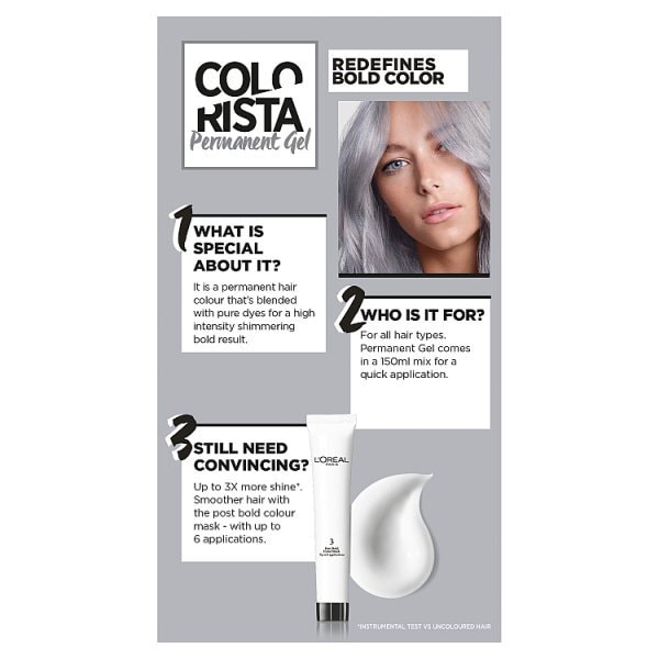 DNRAD L'Oreal Colorista Silver Grey Permanent Gel Hair Dye