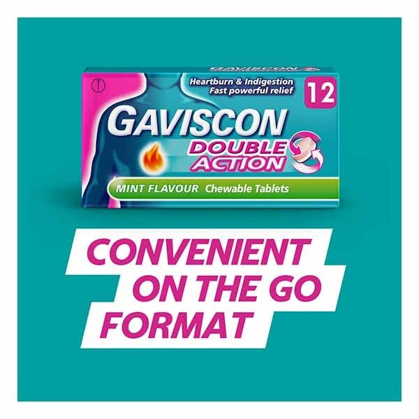 Gaviscon Double Action Tabs Heartburn Indigestion Mint 12s