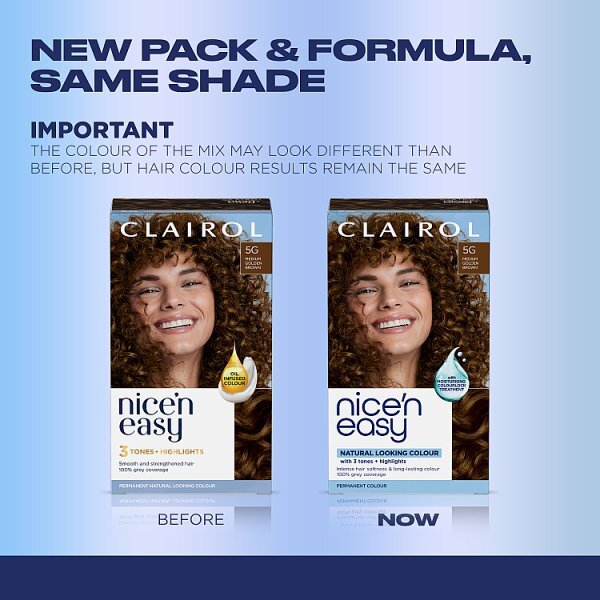Clairol Nice'N Easy Crème Permanent Hair Dye 5G Medium Golden Brown