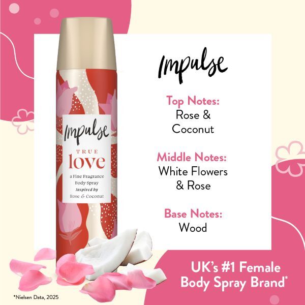 Impulse Body Spray Deodorant True Love 75ml
