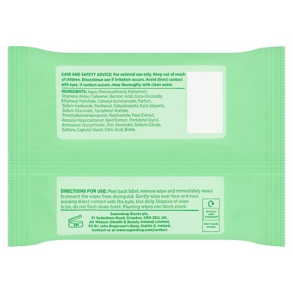 Superdrug Cleansing Biodegradable Face Wipes Combination Skin