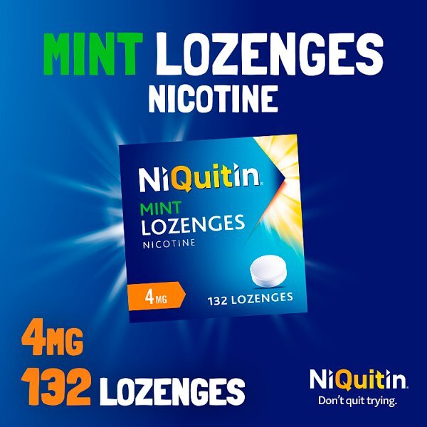 NiQuitin Mint 4mg Lozenges, 132 Lozenges- Quit Smoking Aid