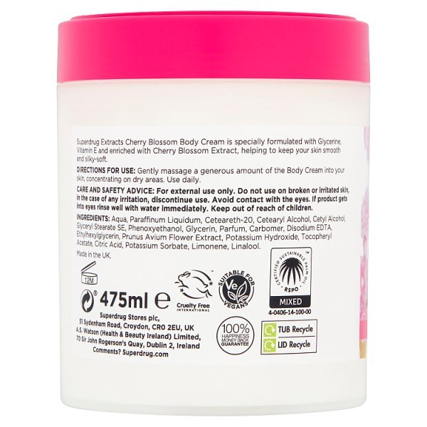 Superdrug Extracts Cherry Blossom Body Cream 475ml