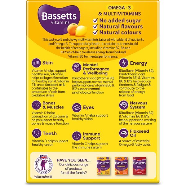 Bassetts Vitamins 12-18 Multivitamins Omega 3 Pastilles 30s