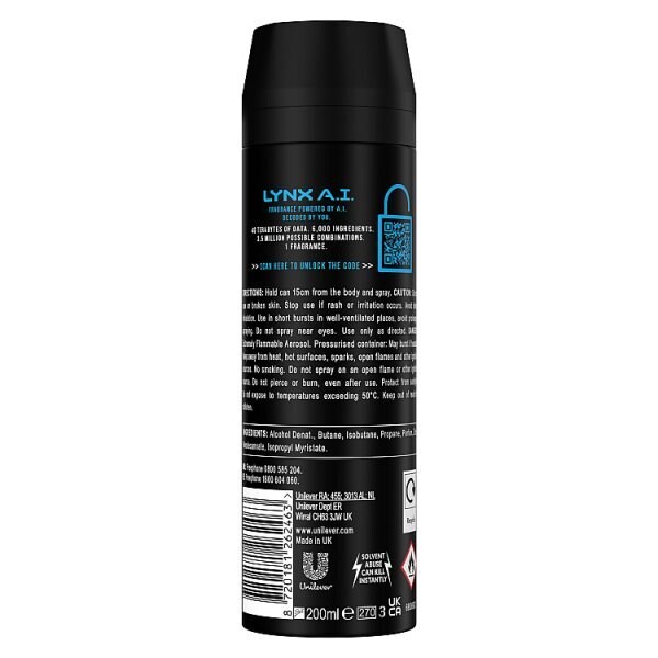 Lynx Men A.I. Bodyspray Deodorant Aerosol 150ml