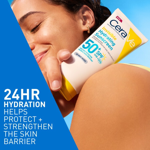 CeraVe Invisible Hydrating Sunscreen SPF 50 for body, face, & all skin types with 3 essential ceramides 75ml