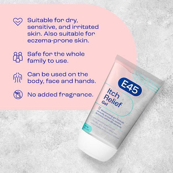 E45 Itch Relief Gel Soothes Irritated & Dry Skin 150ml