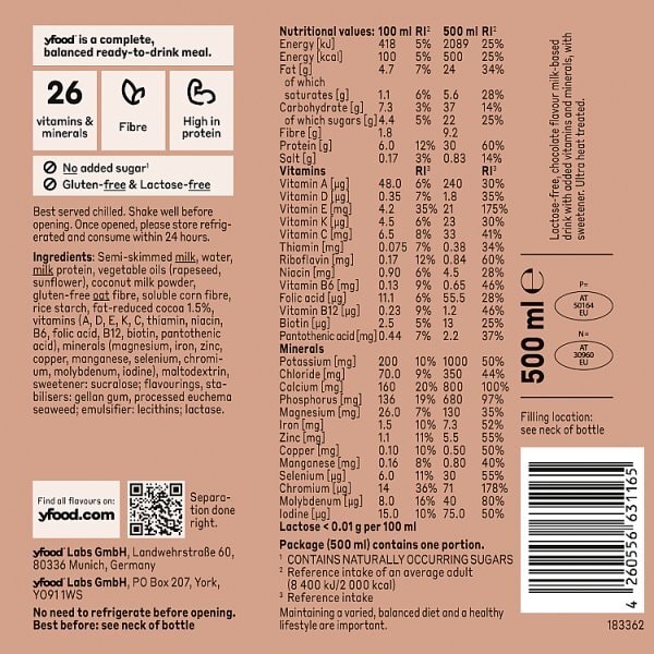 yfood Ready to Drink Complete Meal Classic Choco 500ml